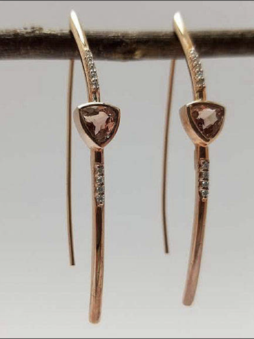 Imperial Topaz earrings, gold and diamonds